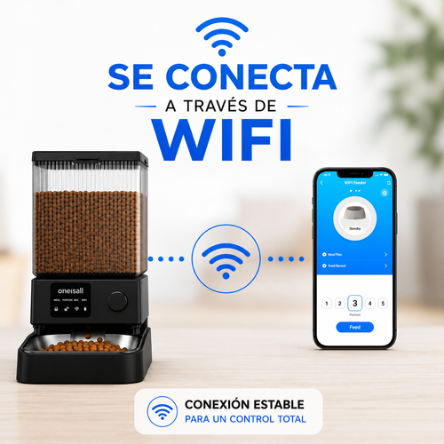 Comedero Automático Oneisall PFD-002 PRO  con Wi-Fi, 5 L y Acero Inoxidable